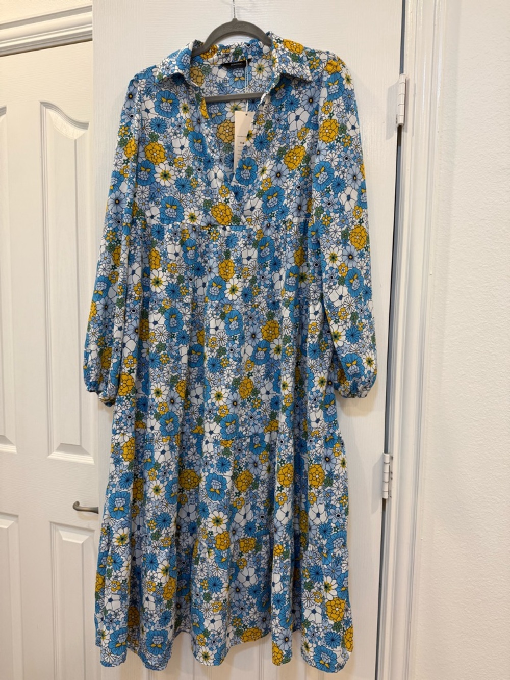 Floral Maxi Dress in Blue & Yellow